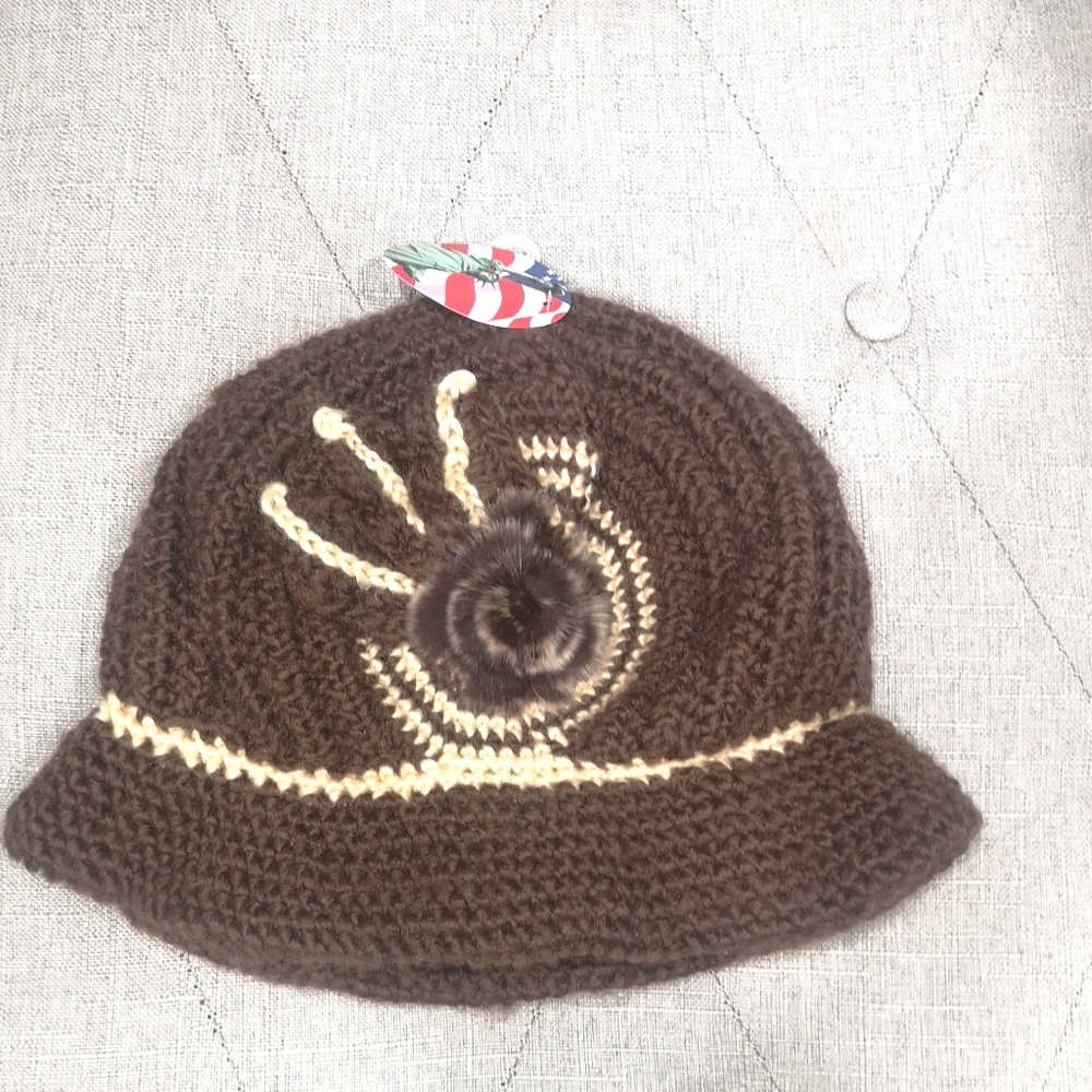 Brown and Cream Knit Hat